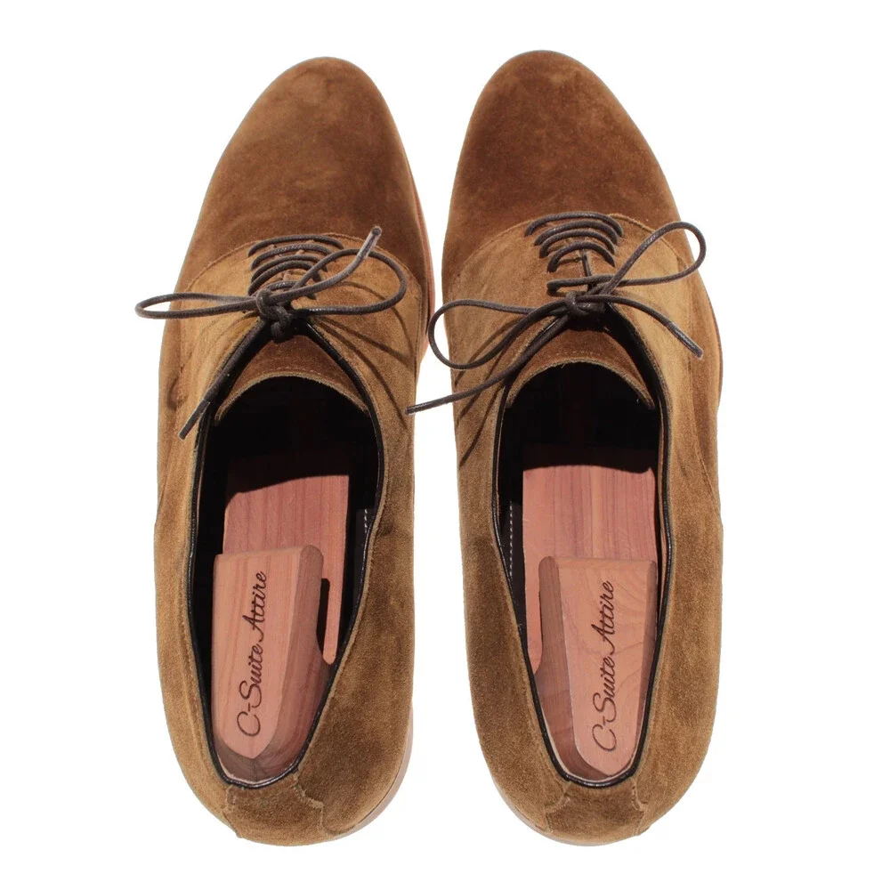 Di Bianco NWD Lace Up Derby Dress Shoes Size 43.5 (US 10.5) in Brown Suede